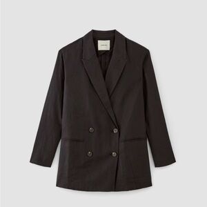NWT Everlane Black Linen Double-Breasted Blazer